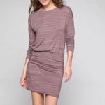 Athleta Beyond Soft Avenues Dress Dusty Plum Long sleeve Knit Ruched Size Small Photo 4
