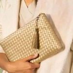 Virginia Wolf Mimi Curateur Clutch MSRP$88 NEW WITH TAGS Gold Photo 0