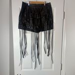 Sexy Faux Leather Shorts for Women Dressy Tassel High Waisted Hot Shorts, XL Black Photo 1