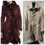 Samuel Dong shimmer champagne bubble ruffle hem coat/dress sz small Gold Photo 1