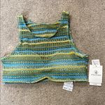 Volcom  Blue Green Crochet High Neck Swim Bikini Top Size S Photo 0