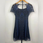 For Love & Lemons For Love‎ & Lemons Black Blue Lave Lyla Open Back Short Sleeve Mini Dress Photo 3