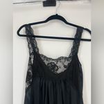 Vintage 1970s Montgomery Ward Elegant Black nylon sheer Lace Trim slip Dress Size M Photo 9