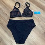 Cupshe Bikini V Neck Bralette High Waist Ethnic Pattern Two Piece Swimsuit NWT S Photo 2