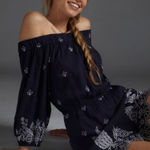 Farm Rio  x Anthropologie Jackie Embroidered Linen Blend Romper Size XS Photo 0