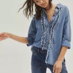 Anthropologie Pilcro Juni Ruffled Denim Button Down Shirt Photo 0