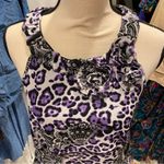 Byer California Y2K purple leopard lace ruffle 3D floral high neck top  Photo 6