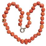 Heavy Natural Red Coral Nugget Necklace – Vintage Hand Photo 5