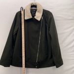 a.n.a A New Approach Women Moto Jacket Size XL‎ Earthy Green Sherpa Assymetrical Zip Photo 15