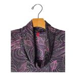 Sweet Baby Jane Shirt Women Medium Purple Black Knit Shimmer Swirl Cowl Neck Top Photo 2