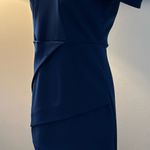 ASOS French Blue Asymmetrical Pleated cap sleeve Midi Dress size 10 Photo 2