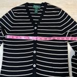 Ralph Lauren Lauren Petite Striped Silk Cardigan Navy White V Neck Button Front Photo 7