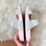 Pastel Pink Silver Rhinestone Embellished Sandals Size 5 Photo 3