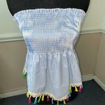 SheIn Striped Shirred Frilled Tassel Hem Tub Top Photo 1