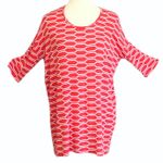 Agnes & Dora ™ Hi-Lo 3/4 Sleeve Tunic Top Honeycomb Coral and White  •Medium Photo 1
