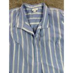 J.Jill  Striped Tunic Shirt Women Size M Blue White Collared Button Up School Photo 8