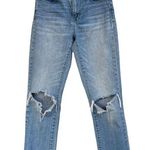 Madewell SZ 23 The High-Rise Slim Crop Boyjean Jeans Distressed Frayed Hems Blue Photo 0