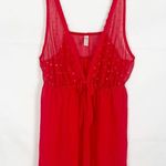 Cacique Sheer Mesh Red Pullover Babydoll Nightgown Lingerie Size Large Photo 0