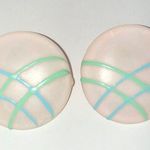 Round Pastel Retro Boho Earrings Blue and Green Accents Photo 0
