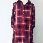 Max Studio Red Navy Plaid Shirt Dress Photo 0
