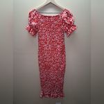 SheIn  Red Floral Off-Shoulder Midi Dress SZ-S Photo 4