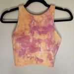Athleta Sports Bra Conscious Textured Crop Longline High Neck Tie Dye Photo 0
