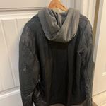 Perry Ellis Men’s Black Faux Leather Hooded Moto Jacket Photo 5