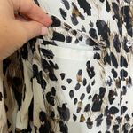 Equipment  Silk Shirt Womens Size Medium Brown Animal Print Long Sleeve Button Up Photo 4