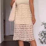 ZARA  NWT combination mixed contrast midi dress crochet detailed skirt tank style Photo 9