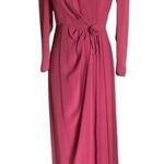 Vintage 80s Pink Victorian Maxi Wrap Dress With Union Label Size 8 Photo 11