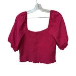 Universal Threads Universal Thread Hot Pink Puff Sleeve Crop Top L Photo 1