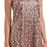 Belle Badgley Mischka NWT  Rose Gold Sequin Crochet Pink Shift Dress Size 4, Photo 0