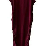 Socialite  Burgundy Maroon Ruched Bodycon Casual Ribbed Knit Soft SZ MP # 1897 Photo 0