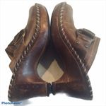 Frye Charlotte Ring Mules in distressed brown. Photo 5