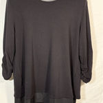 Grace Elements  Black Pullover Knit Sweater Size‎ XXL Gathered Sleeves Sheer Hem Photo 0