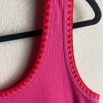 J.Crew Size M Ribbed Tank Top Red Pink Embroidered Preppy Layering Coquette Photo 1