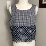 Daniel Cremieux Cremieux Navy & White Gingham Crop Top Size Medium Lattice NWT Checks Preppy Photo 0