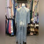 ONE WORLD Blue Cardigan Sweater with Flowing Silhouette Lace Long Cover Up Photo 1