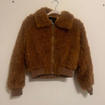 Olivaceous Cropped Teddy Jacket Photo 0