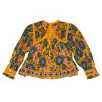 Farm Rio  NWT yellow mica short sleeve collared blouse women’s size large Photo 1