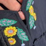 Free People  Boho Black Floral Embroidered Long Balloon Sleeve Mini Dress Photo 9