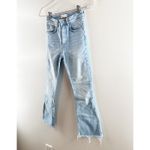 ZARA High Rise Flare Boot Cut Raw Hem Light Wash Blue 2 Photo 6