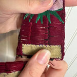 None Vintage Floral Embroidered Red Belt Velcro Closure Photo 3