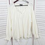Frye  Eyelet Ruffle Cuff Boho‎ Peasant Tunic Blouse Ivory Cream XXL Photo 7