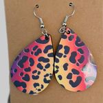 Handmade leopard neon multi colored Dingley earrings Pink Photo 1