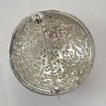Vintage Silver Tone Bubbled Round Filigree Statement Costume Brooch Pin Photo 4