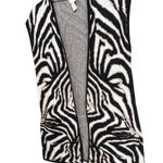 Chico's Maggie Duster Womens Small Black Tan Zebra Open Sweater Vest Lightweight Photo 1