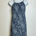 Madewell tie back button front midi dress blue floral sleeveless size 0 J32 Photo 8