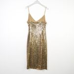 Black Halo Athena Bowery Sheath Dress Gold Sequin V-Neck Mini Sexy Sparkle 10 Photo 7