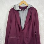Torrid Knit Hood Blazer Merlot Red and Gray Twofer Jacket Size 3 Photo 9